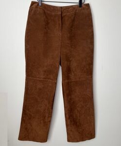 Kate Hill pants 100% Leather Suede Brown pants Sz 6